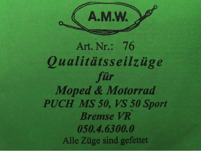 Bowdenzug Puch MS50 / VS50 Sport Bremse vorn mit rollennippel A.M.W. product